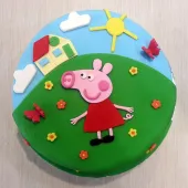 Детский торт "Свинка Пеппа на лужайке"