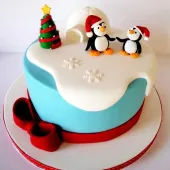 Торт "Новый Год пингвинов"
