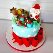 Торт "Дед Мороз и олень собирают подарки"
