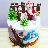 Новогодний торт "Дед Мороз с обезьянкой"