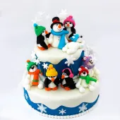 Новогодний торт "Снеговик с друзьями"