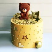 Торт золотой с медвежонком